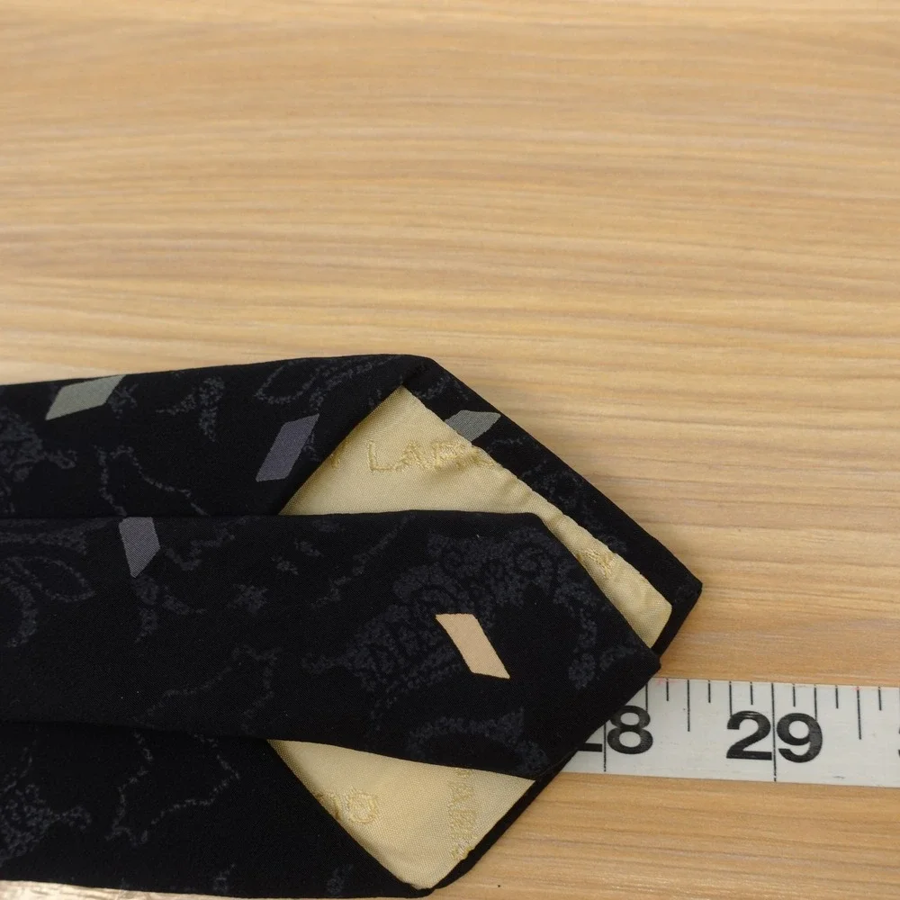 Vintage GUY LAROCHE Tie Mens Black Dark Boho Paisley Damask Italian Luxury